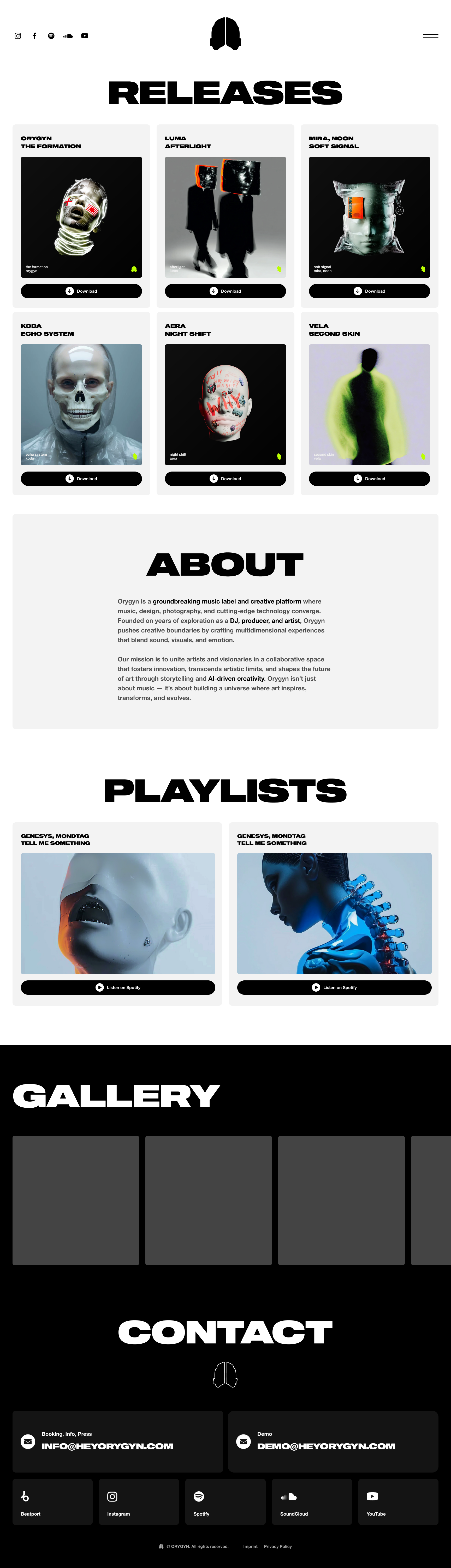 Website-Design für ORYGYN